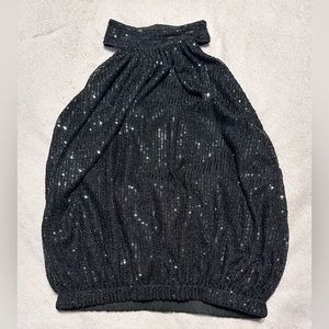 Black, sparkling, club halter top by SHEIN.